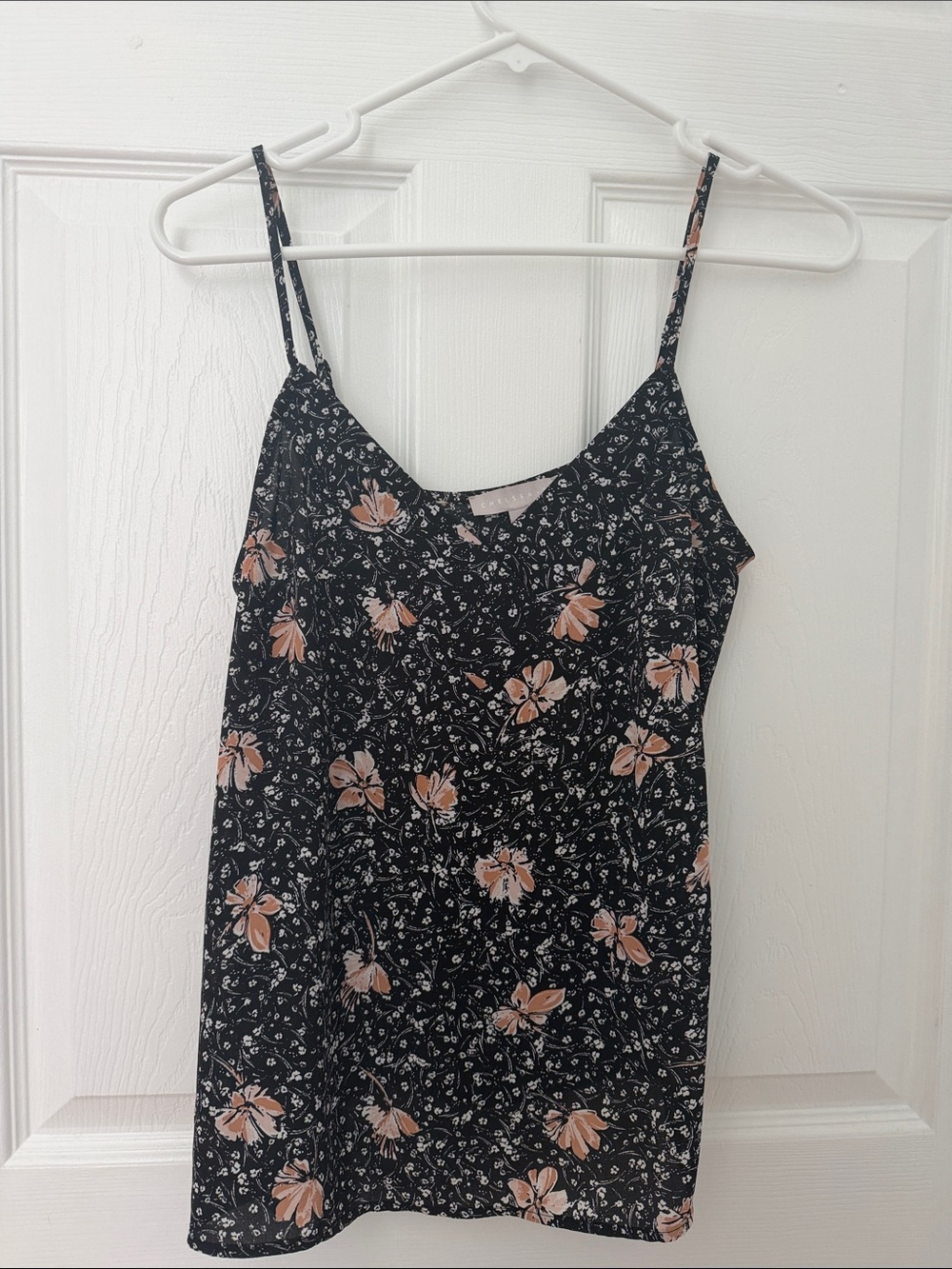 Chelsea28 Black Cami with Peach Floral Print